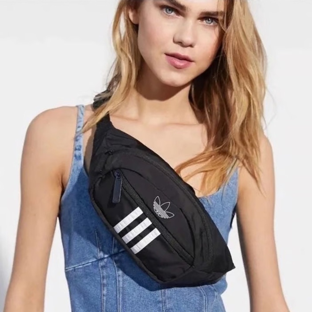 adidas Originals National 3-Stripes Waist Pack, Black / Silver Reflective